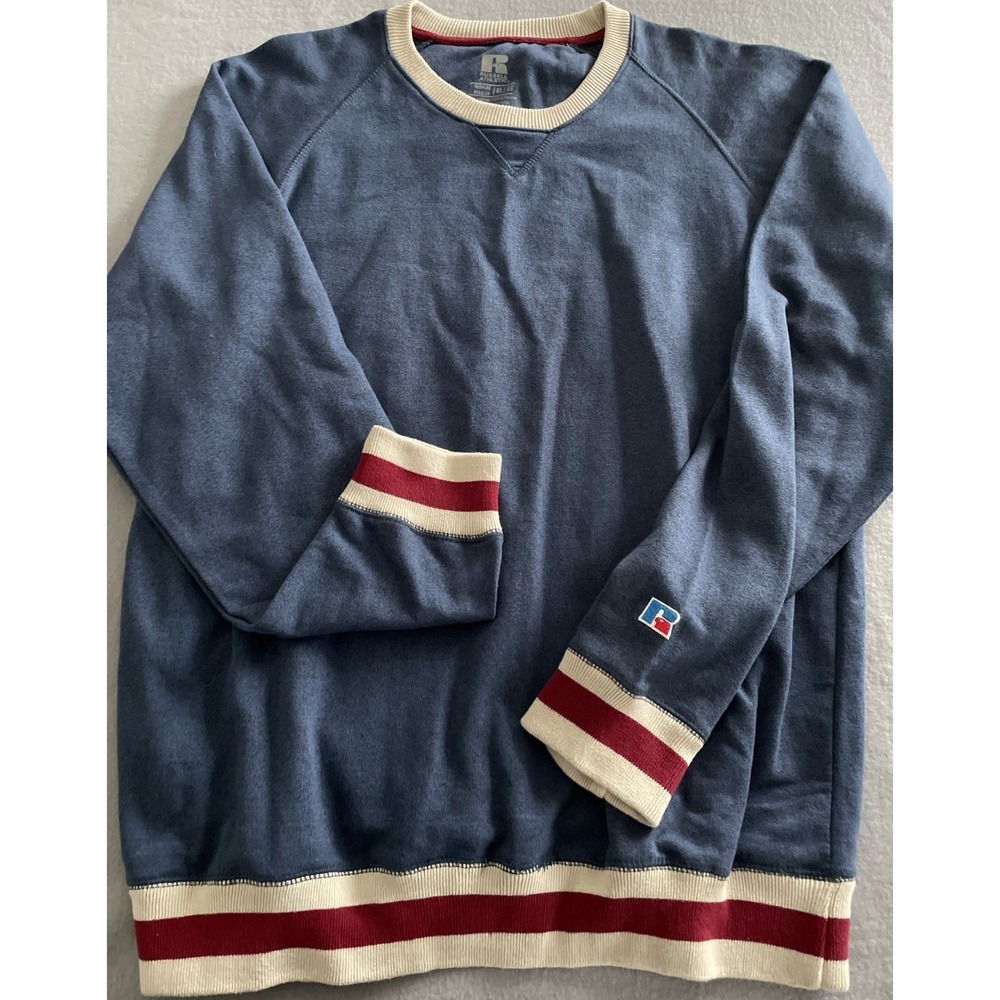 Russell Athletic Sweatshirt Adult‎ XL blue Crew Neck Accent Cuffs